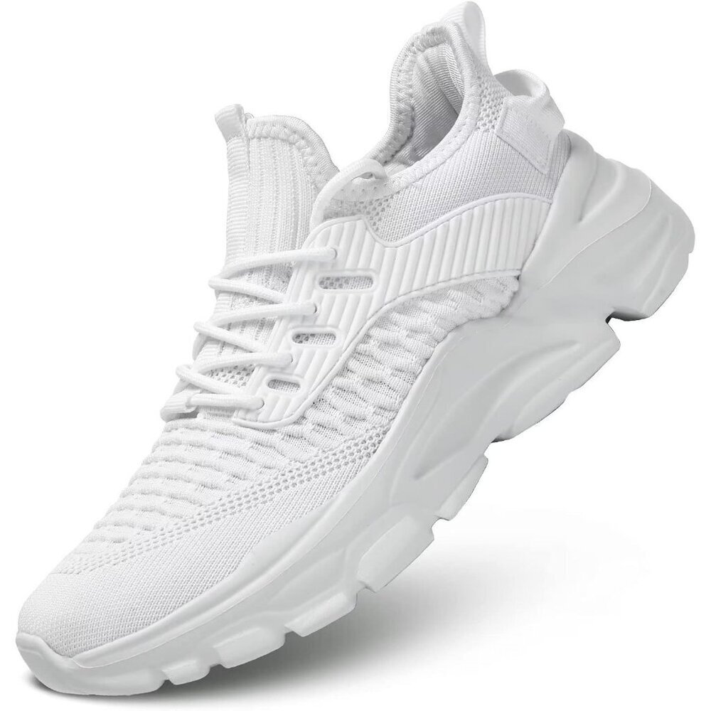 Men's Mesh White Non Slip, Breathable, Athletic Sports Fashion Sneakers Shoes